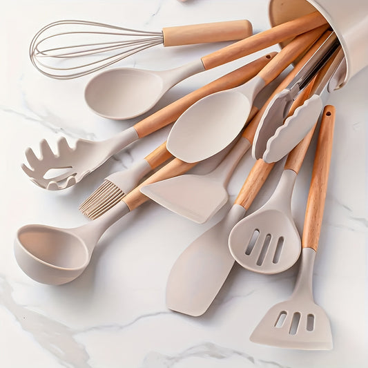 Canaya - Ensemble d'ustensiles de cuisine en silicone de luxe (12 pièces)