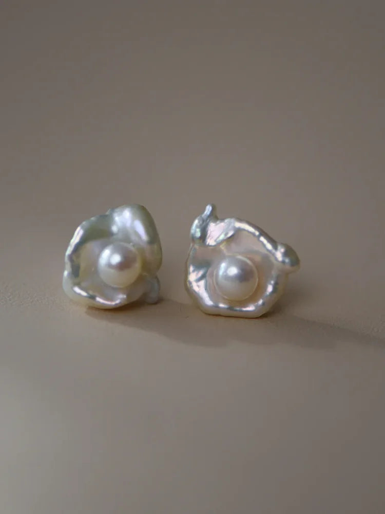 Boucles d'oreilles élégantes en perles baroques - Noa