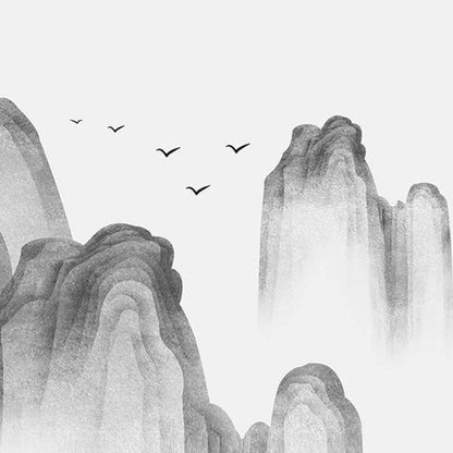 Floroux Applique Murale Chinoise | Sculpture de Montagne en Résine 3D & Acrylique | Lampe LED Ronde | Design Classique pour Salon & Couloir