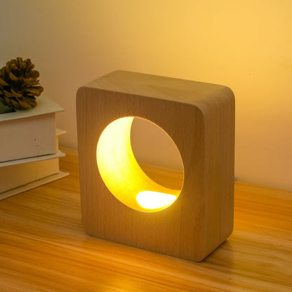 Lampe USB rechargeable en bois massif avec trou de bois