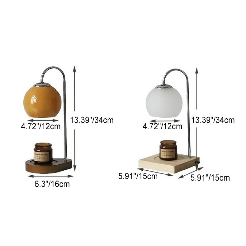 Floroux wooden table lamp with spherical light design | Wax effect | Dimmable | Perfect for the bedroom and decoration