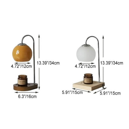 Floroux wooden table lamp with spherical light design | Wax effect | Dimmable | Perfect for the bedroom and decoration