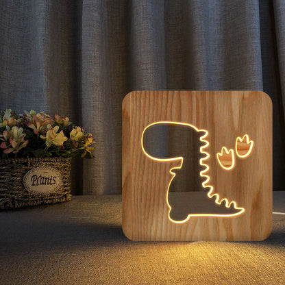 Lampe nocturne dinosaure en bois