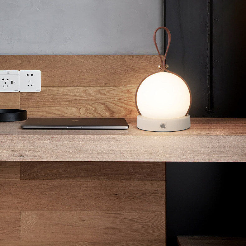 Lumière nocturne sphérique LED en cuir synthétique portable