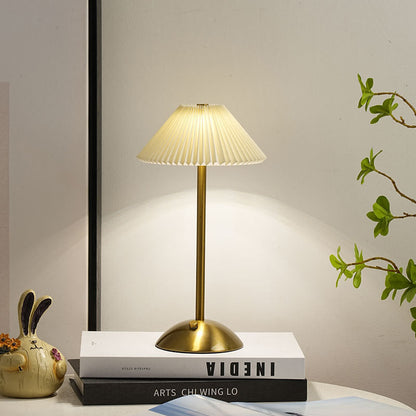 Floroux Skandi LED Table Lamp | Rechargeable | Pleated Fabric Shade | Wireless | Ambient Light | Nightstand Lamp