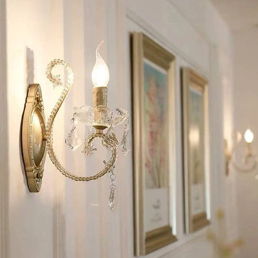 Floroux Vintage Crystal Wall Sconce | Candle Holder Design | 1-2 Flame | European Style