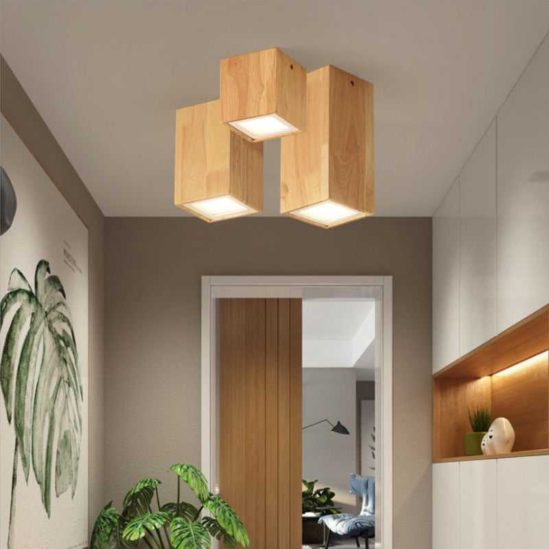 Floroux Design Nordic LED Plafonnier | Effet Bois | Monté Encastré | Blanc Chaud ou Blanc Froid | Éclairage Élégant pour la Maison