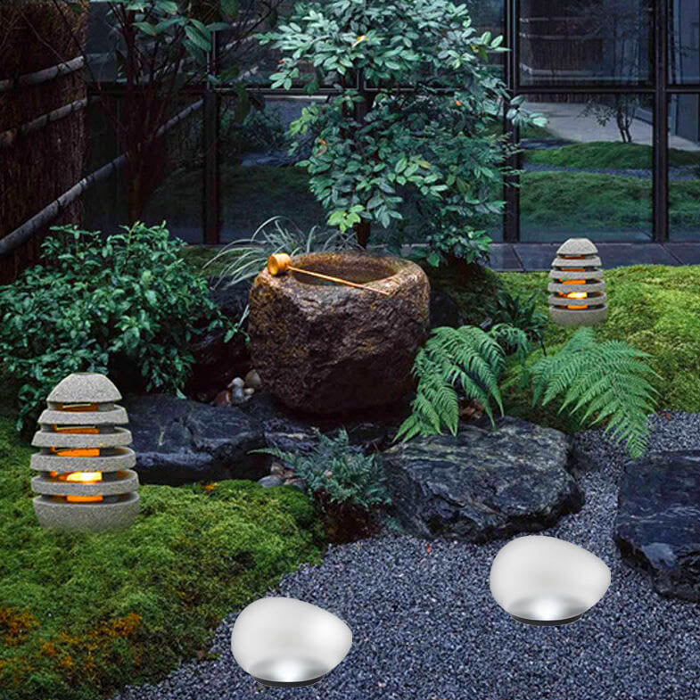 Floroux Solar LED Lampe d'extérieur | Verre sablé au design de galets | Éclairage de jardin durable