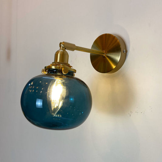 Floroux Japanese Wall Sconce | Round Glass & Brass Ball | Vintage Design | 1-bulb