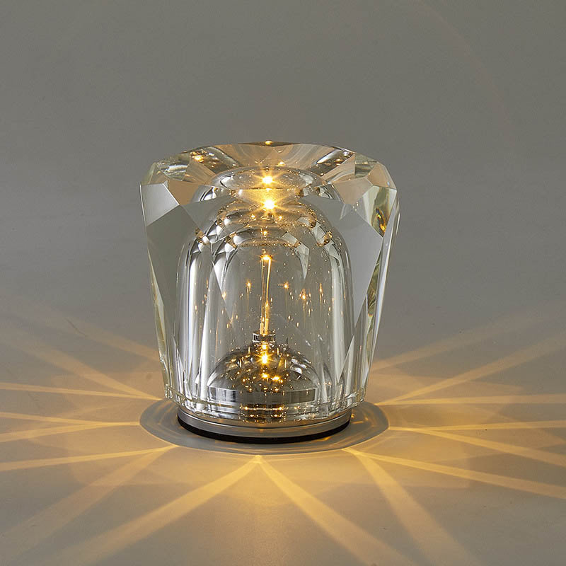 Floroux LED Table Lamp in Cylindrical Crystal | Creative Design | Perfect for Bedroom & Decoration