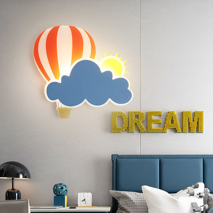 Floroux LED Applique Murale | Design Créatif de Montgolfière & de Nuage | Pour Chambre d'Enfant | Lumière Blanc Chaud & Blanche