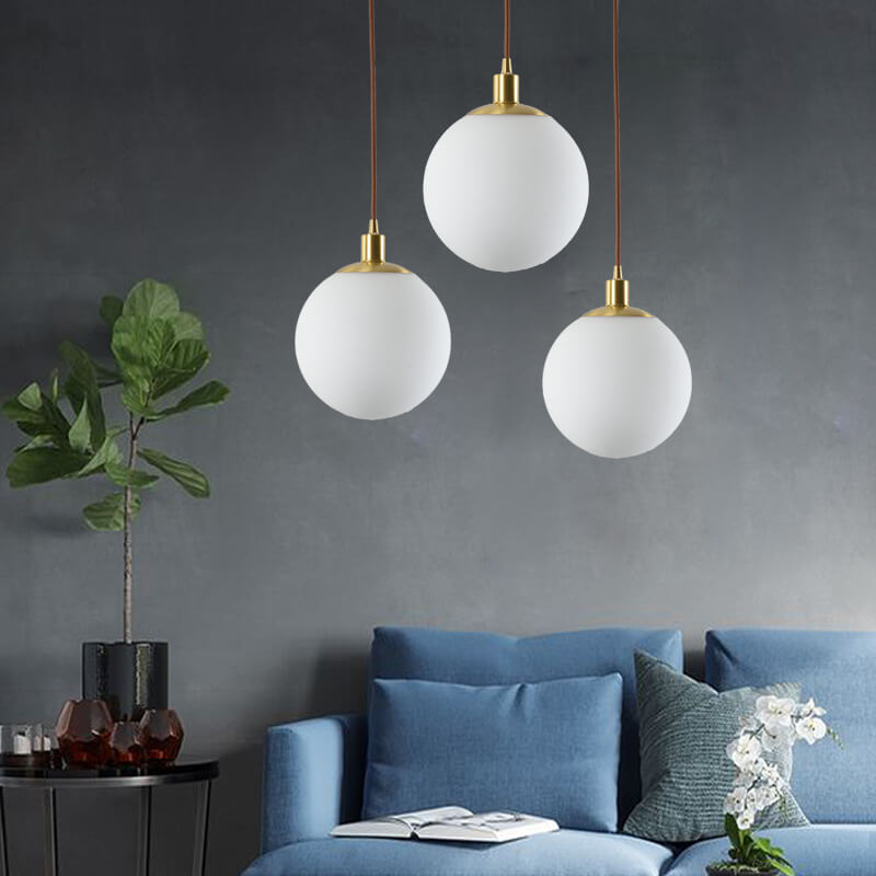 Floroux Lampe suspendue minimaliste | Boule blanche | Design scandinave | Éclairage moderne pour les espaces de vie