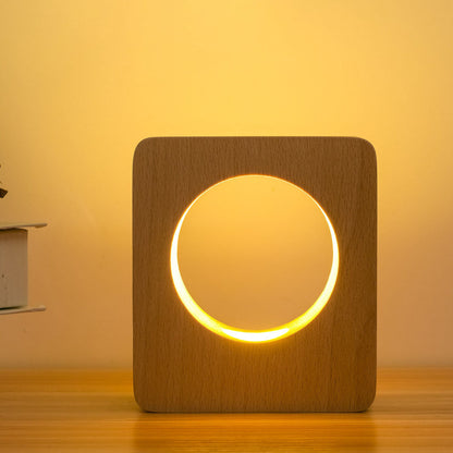 Lampe USB rechargeable en bois massif avec trou de bois