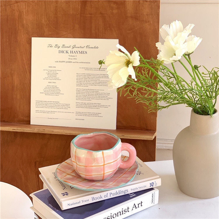 Ensemble de tasse et soucoupe peint à la main Floroux