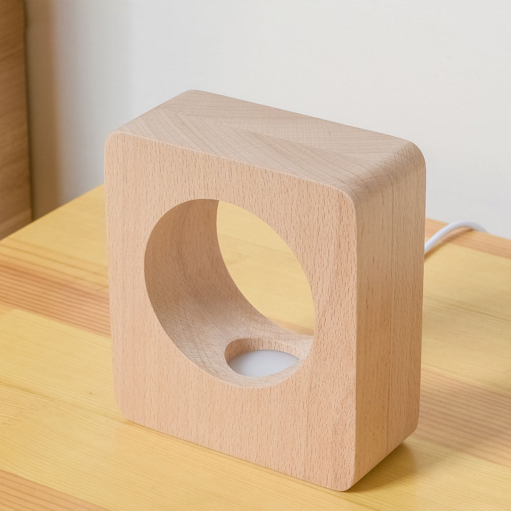 Lampe USB rechargeable en bois massif avec trou de bois
