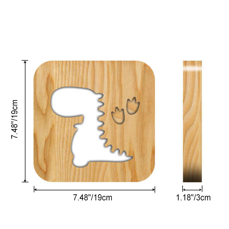 Lampe nocturne dinosaure en bois