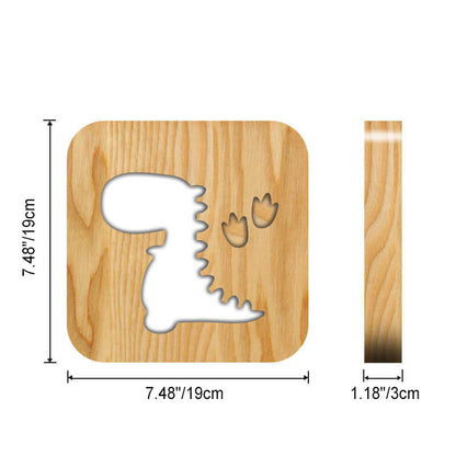 Lampe nocturne dinosaure en bois