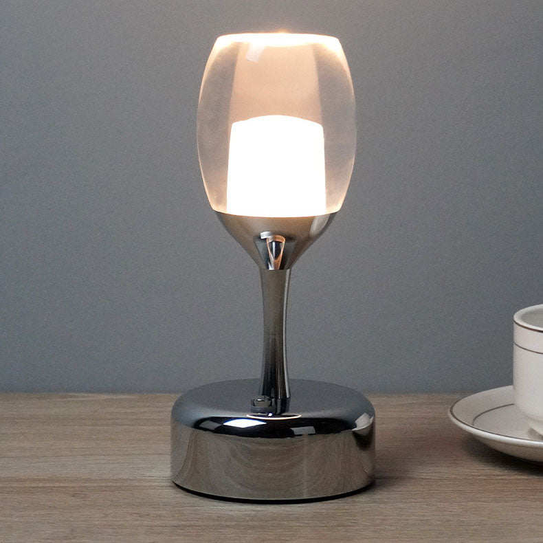 Lampe de nuit LED USB en verre à vin Chrome