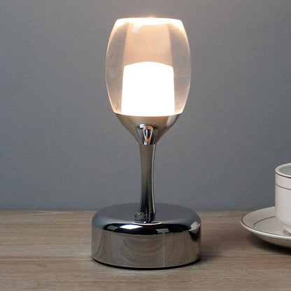 Lampe de nuit LED USB en verre à vin Chrome