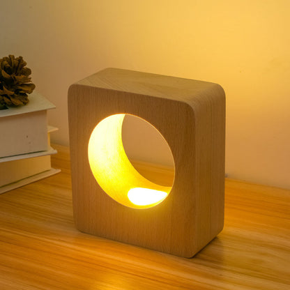 Lampe USB rechargeable en bois massif avec trou de bois