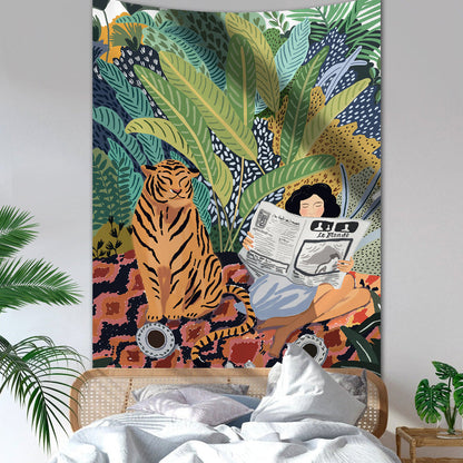 Floroux Tigre & Fille Tenture Murale