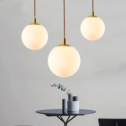 Floroux Lampe suspendue minimaliste | Boule blanche | Design scandinave | Éclairage moderne pour les espaces de vie