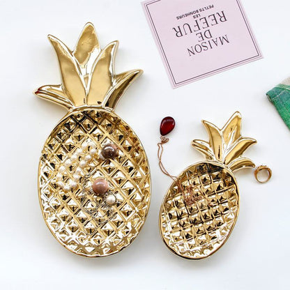 Bol à bijoux Floroux en feuille de printemps dorée