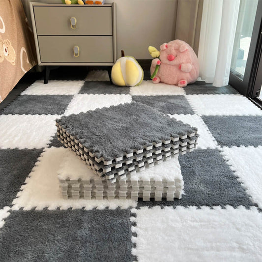 Tapis de jeu en puzzle de sol protecteur doux à damier pour enfants