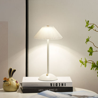 Floroux Skandi LED Table Lamp | Rechargeable | Pleated Fabric Shade | Wireless | Ambient Light | Nightstand Lamp