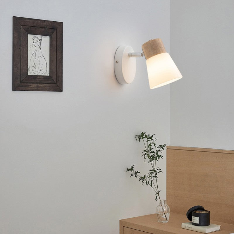 Floroux Applique Murale en Bois Fer Verre Minimaliste | 1/2 Lumières | Design Moderne