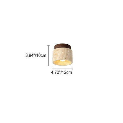 Floroux Round Travertine Ceiling Light | Vintage Design | Recessed Installation | Ideal for the Hallway