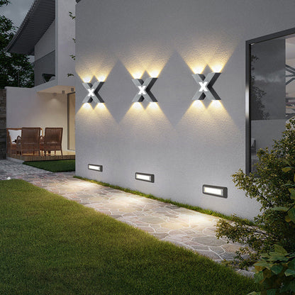 Applique LED étanche moderne en forme de X avec 4 lumières pour extérieur