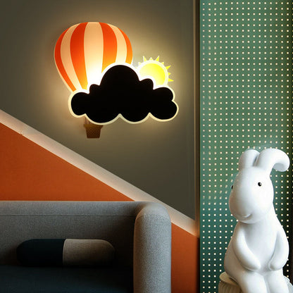 Floroux LED Applique Murale | Design Créatif de Montgolfière & de Nuage | Pour Chambre d'Enfant | Lumière Blanc Chaud & Blanche