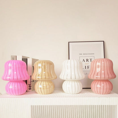 Floroux Lampe de Table en Verre | Design Français | Fait Main | Forme de Champignon | Décoration & Éclairage