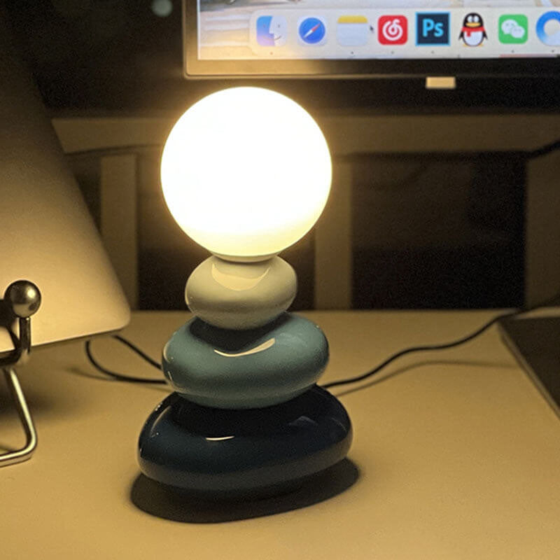 Floroux Lampe de table LED minimaliste | Céramique & Verre | Ports USB | Éclairage élégant pour la maison & le bureau