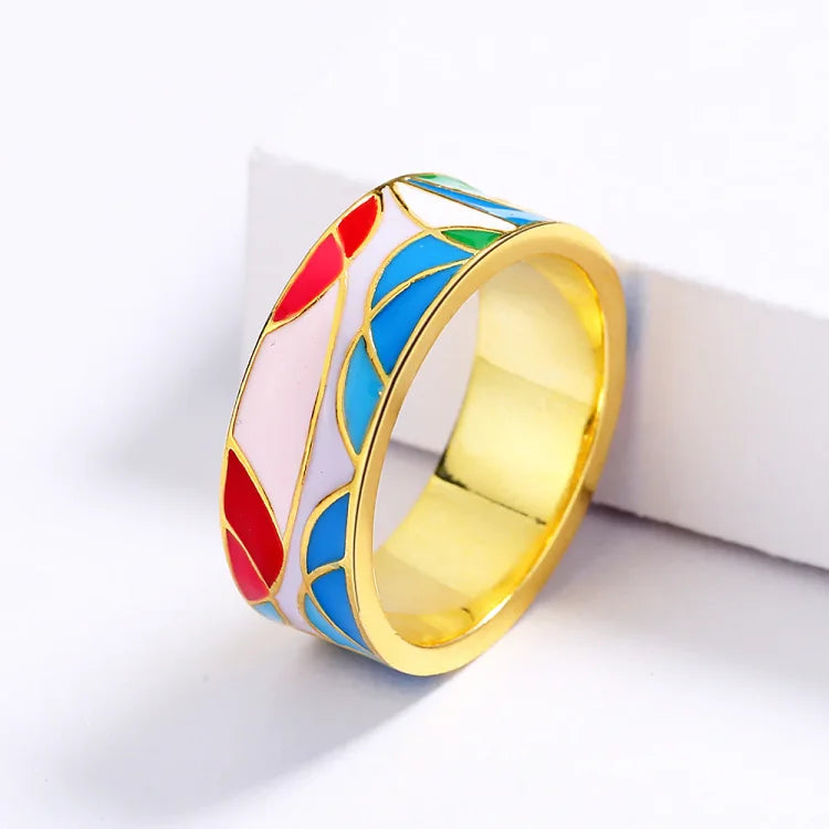 Bague en zirconium émaillé élégante - Nadia