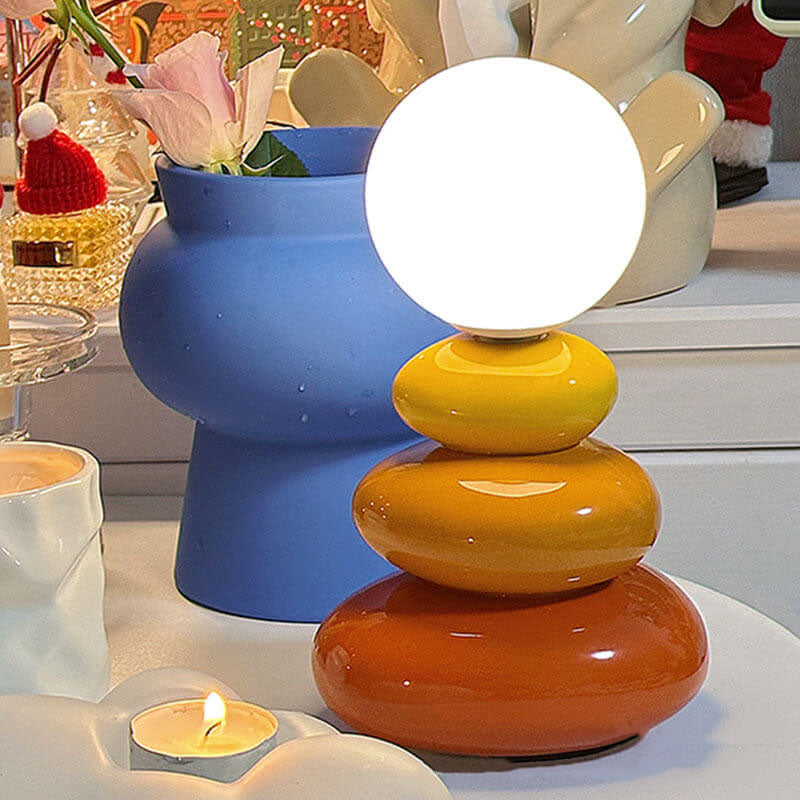 Floroux Lampe de table LED minimaliste | Céramique & Verre | Ports USB | Éclairage élégant pour la maison & le bureau