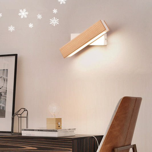 Floroux Applique LED | Design en bois et fer rectangulaire | Moderne et scandinave | Pour chambres à coucher et espaces de vie