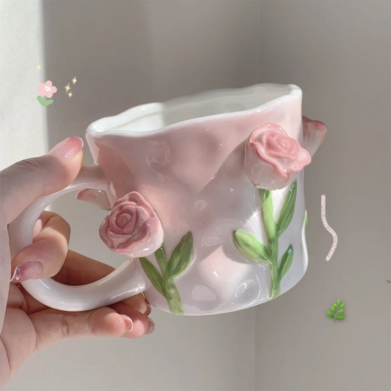 Tasse Floroux peinte à la main florale 3D