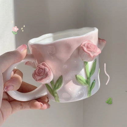Tasse Floroux peinte à la main florale 3D
