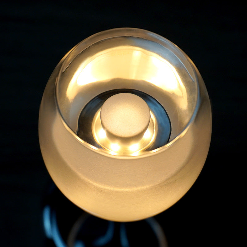 Lampe de nuit LED USB en verre à vin Chrome