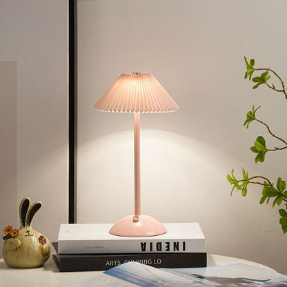 Floroux Skandi LED Table Lamp | Rechargeable | Pleated Fabric Shade | Wireless | Ambient Light | Nightstand Lamp