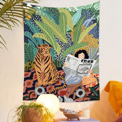 Floroux Tigre & Fille Tenture Murale
