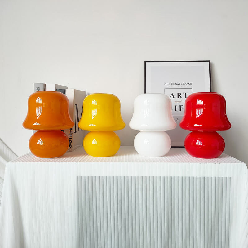 Floroux Lampe de Table en Verre | Design Français | Fait Main | Forme de Champignon | Décoration & Éclairage