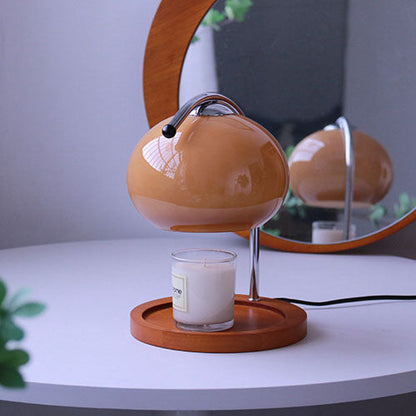 Floroux Lampe en verre vintage avec socle en bois | Cire fondue | Variateur | Luminaires d’ambiance | Décor pour la maison