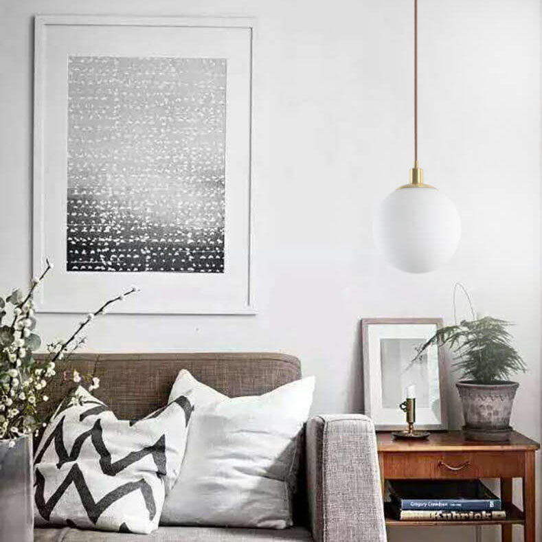 Floroux Lampe suspendue minimaliste | Boule blanche | Design scandinave | Éclairage moderne pour les espaces de vie