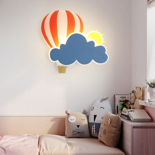 Floroux LED Applique Murale | Design Créatif de Montgolfière & de Nuage | Pour Chambre d'Enfant | Lumière Blanc Chaud & Blanche