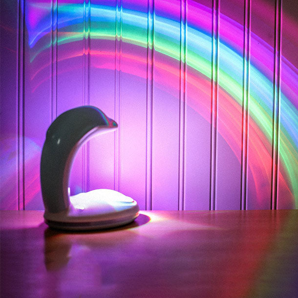 Lumière nocturne LED USB de dauphin à projection arc-en-ciel