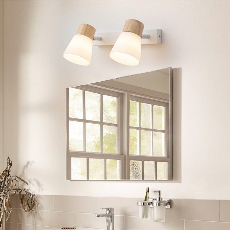 Floroux Applique Murale en Bois Fer Verre Minimaliste | 1/2 Lumières | Design Moderne