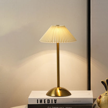 Floroux Skandi LED Table Lamp | Rechargeable | Pleated Fabric Shade | Wireless | Ambient Light | Nightstand Lamp